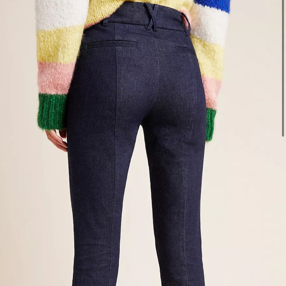 Anthropologie The Essential Slim Dark Blue Denim Jeans Size 8 Casual Pants
